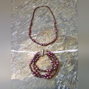 Matching beaded bracelet and necklace